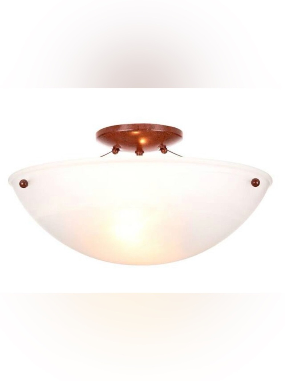Hampton Bay 15 inches 2 lights Semi-Flush Mount with Faux Alabaster Glass Shade.